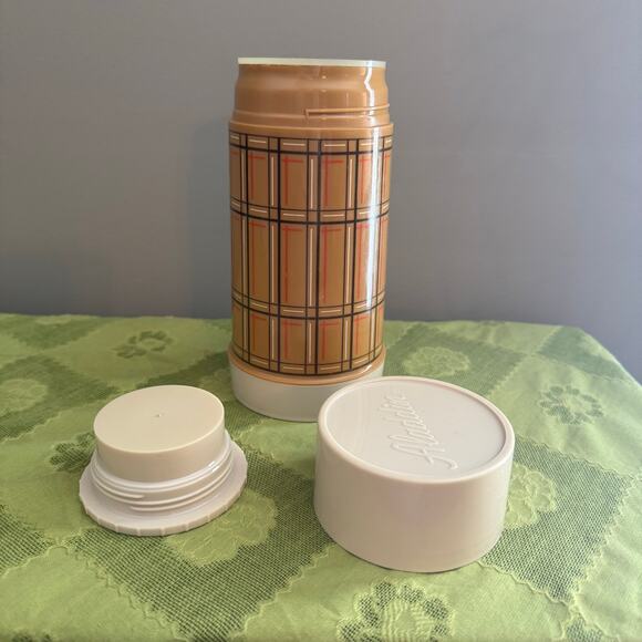 Aladdin WM4020 Vintage Brown Plaid 10 oz Best Buy Wide Mouth Thermos Bottle USA - Picture 2 of 6